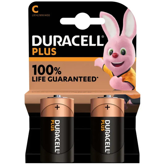 2 x Duracell C Batteries Lr14 Mn1400 Plus Power Non Rechargeable 2469