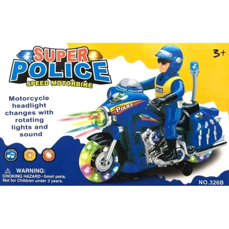 Police Motorbike Toy Spinning with Lights & Music!