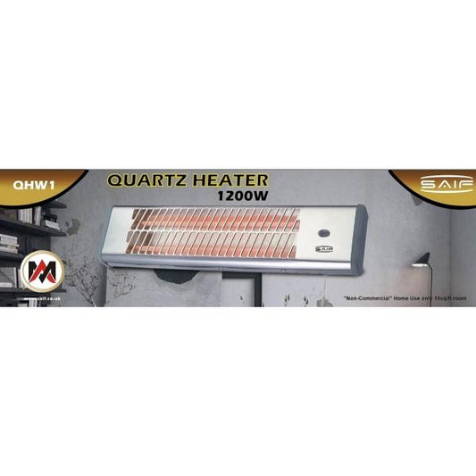 Wall Quartz Halogen Heater 2 Bar 1200W With 2 Heat Settings Square Model WH9690 A w15