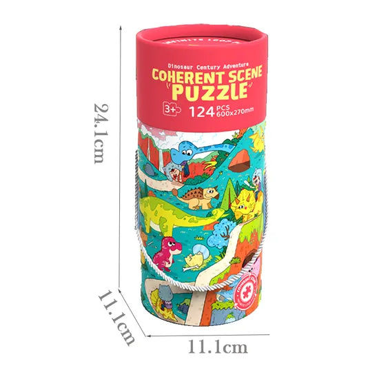 Dinosaur Theme Jigsaw Puzzle Tube - 124 Pieces