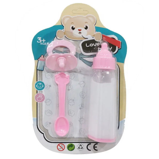 Baby Doll Feeding Set Pretend Play Bottle, Spoon & Dummy