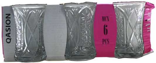 Qasion2 6Pc Set Designed Tea Glass 82ml T 5.60 H 8.20cm 0188