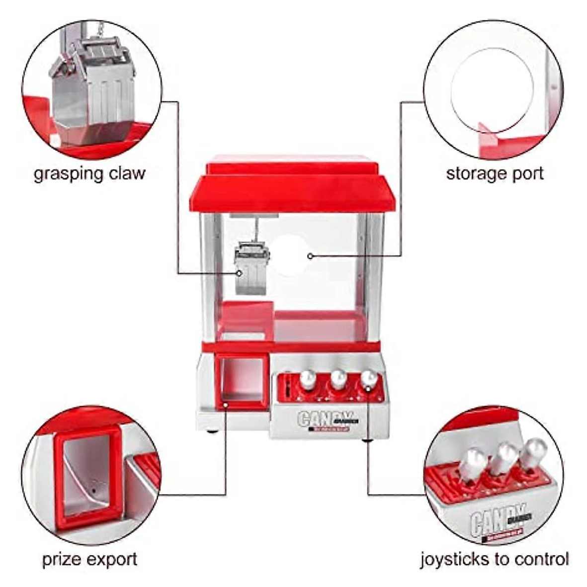 Mini Candy Grabber Claw Machine Red Vending Arcade Game