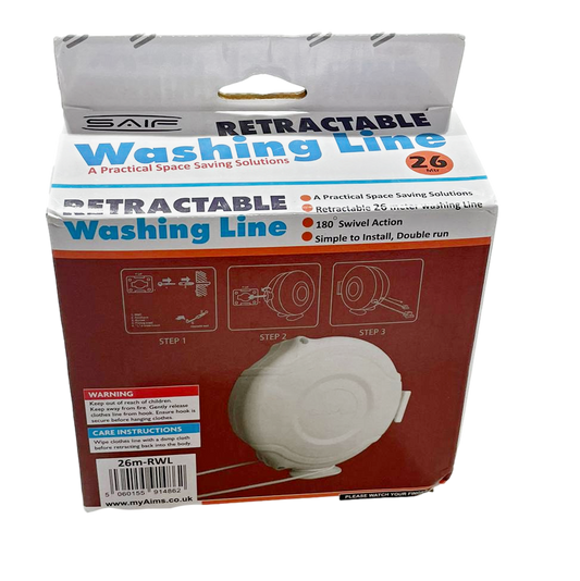 Outdoor Retractable Washing Line Reel Double Line 26 Metre 14862