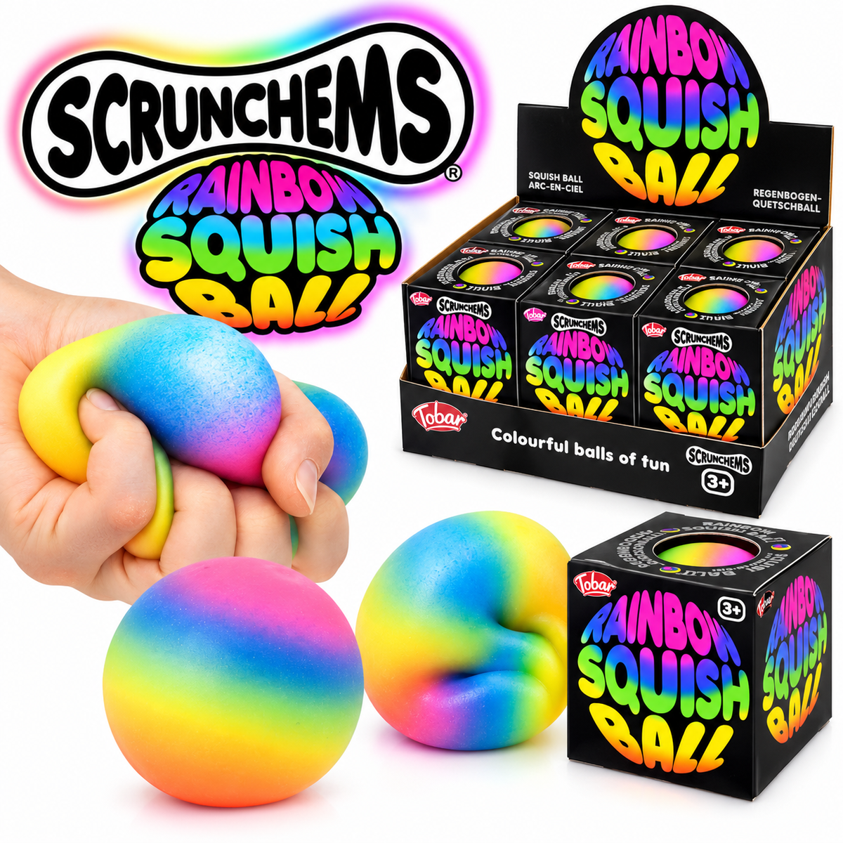 Scrunchems Rainbow Squish Ball - Fidget Squishy Sensory Toy