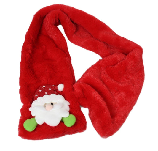 Children's Festive Red Christmas Scarf with Santa Claus / Snowman 90cm 5440