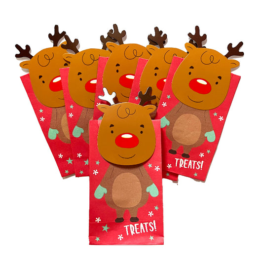 Cute Reindeer 3D Treat Bags x 6