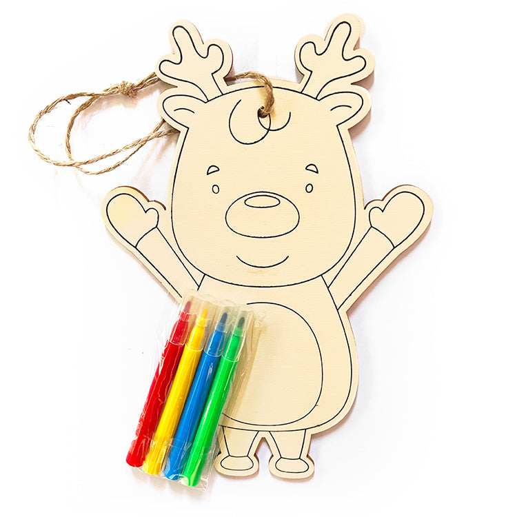 Reindeer Large Wooden Decoration Colouring Kit