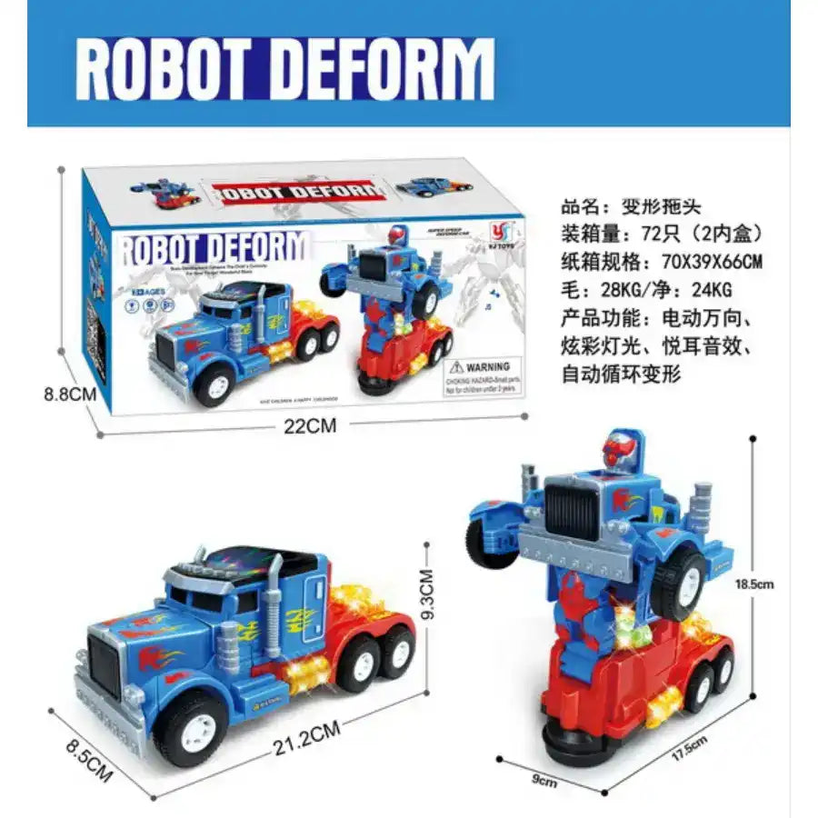 Robot Deform Truck Toy Transforming Car with 3D Lights & Music