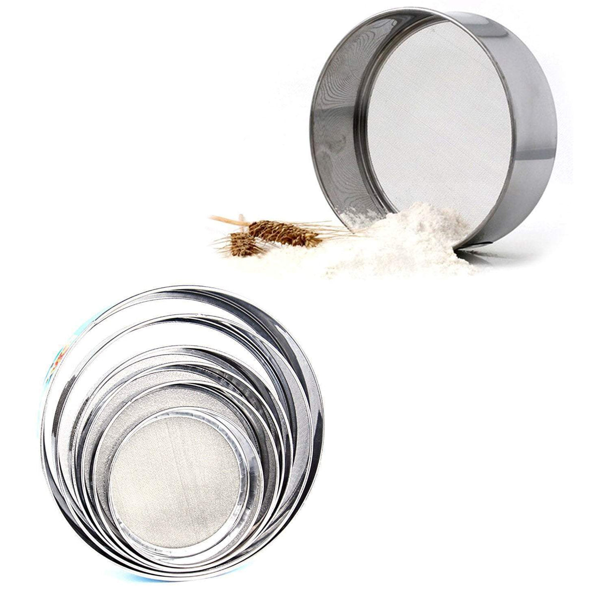 Stainless Steel Round Strainer Sieve Set Of 6