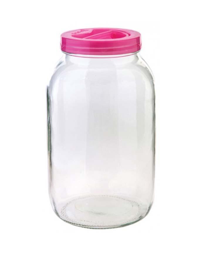 Plain Glass Food Cereal Oats Storage Jar With Plastic Lid 8 Litre
