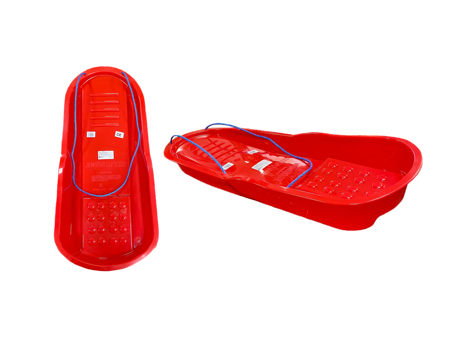 Children'S Plastic Swordfish Snow Sleigh Sledge With Rope 85 cm x 40 cm Red