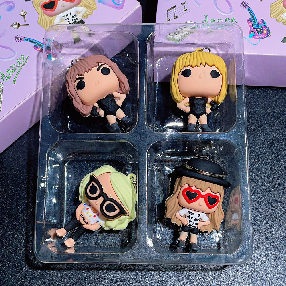 Taylor Swift Swifties Style 4 Pack Collectors 3D Silicone Keychain Keyring Pendant