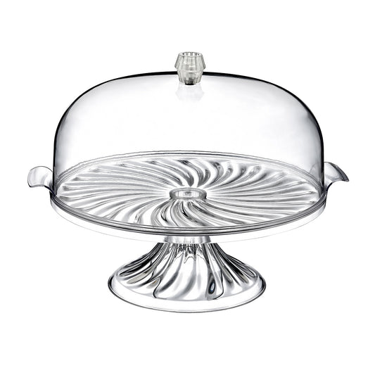 Plastic Crystal Cake Pastry Stand with Cover 28.5 x 25 cm Assorted Colours SA205