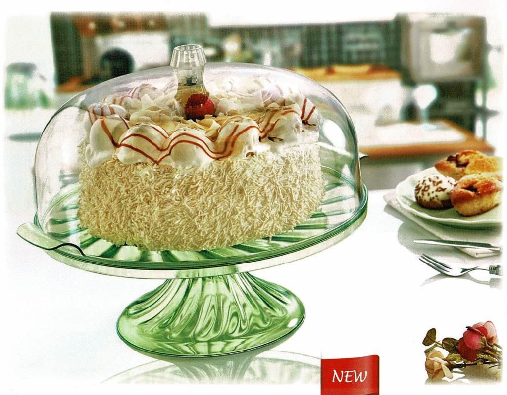 Plastic Crystal Cake Pastry Stand with Cover 28.5 x 25 cm Assorted Colours SA205