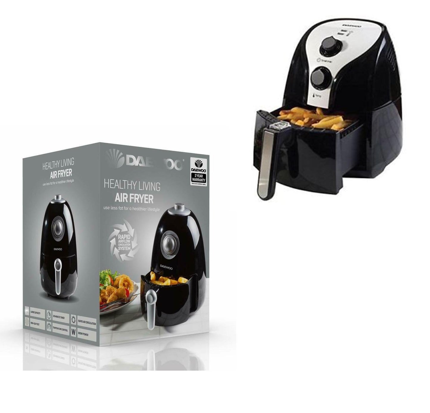 Daewoo 3.6L Air Fryer Cooking Healthy Living Oil Free Rapid Air Flow Circulation SDA1553
