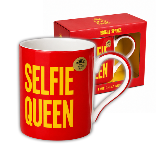 Selfie Queen Mug Gift Set Coffee Tea Mug Red Fine China Microwave Safe