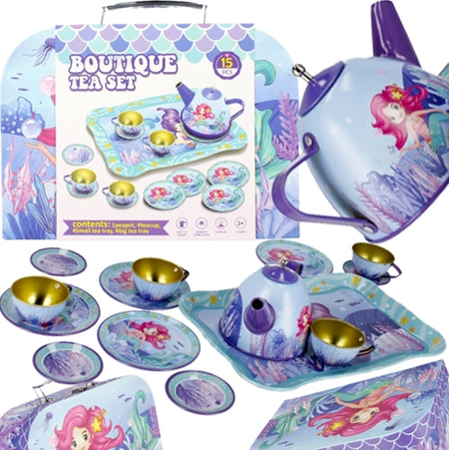 Mermaid Boutique Style Complete Metal Tea Set 15 Pieces
