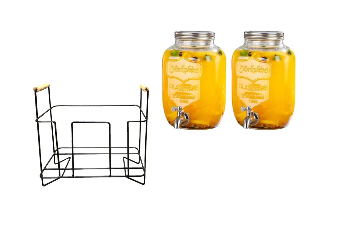 Glass Drink Water Juice Beverage Dispenser with Stand 2 x 4L SG4008 A