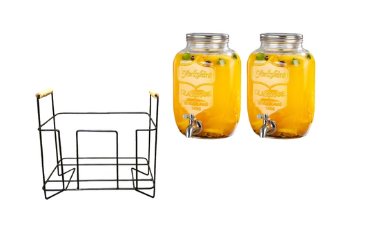 Glass Drink Water Juice Beverage Dispenser with Stand 2 x 4L SG4008 A