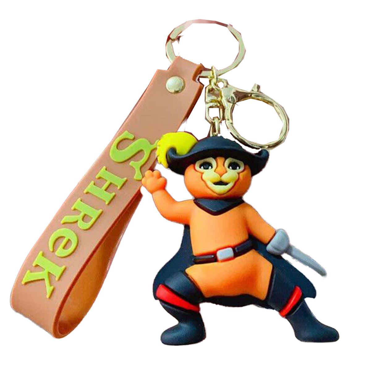 Shrek Puss In Boots 3D Silicone Keychain Keyring Pendant