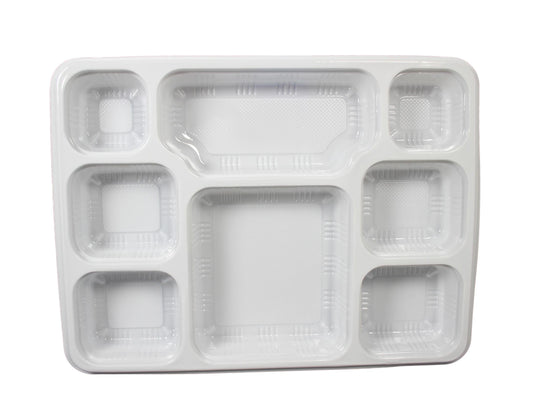Disposable White Plastic Divider Plate 8 Sections 30 x 23 cm Pack of 25 SK1291