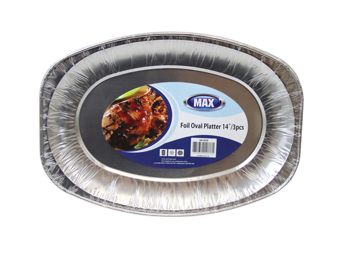 14'' Foil Oval Serving Platter Tray Food Starters Oven And Freezer Safe Platters 3 Pack