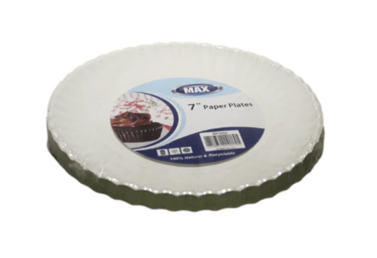 Disposable Paper Plates 7" Pack Of 100