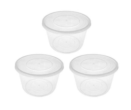 Disposable Plastic Round Food Container 40Oz 1250Ml Pack Of 3