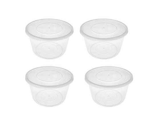 Disposable Plastic Round Food Container 25Oz 750Ml Pack Of 4