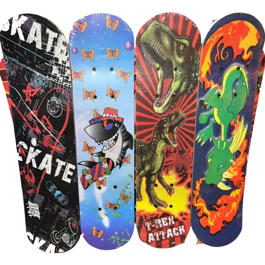 Kids Wooden Skateboard Many Designs Medium Assorted