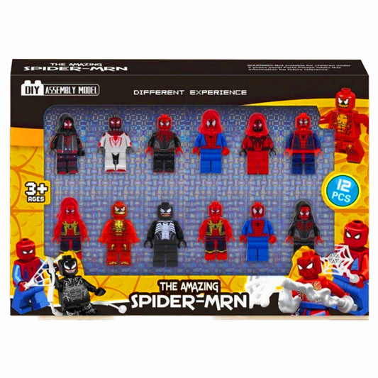 Spiderman Style Mini Figures Building Blocks Accessories 12 Pack