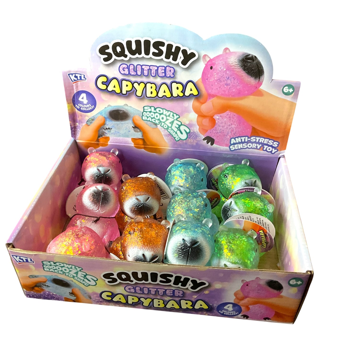 Squishy Capybara Glitter Sugar Squish Sensory Fidget Toy - 4 Colours