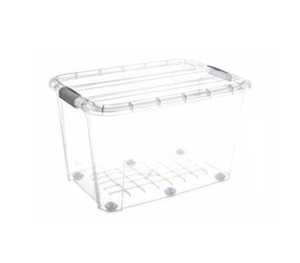 Clear Plastic Storage Bo x With 6 Wheels 100 Litre