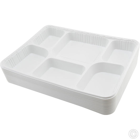 Plastic Food 6 Compartment Food Tray Pack of 25 ST1157