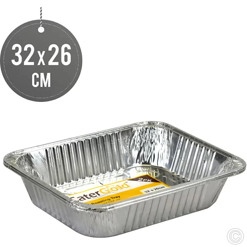 Aluminium Foil Half Deep Roasting Tray 32 x 26 x 7 cm Pack of 2 SK28129