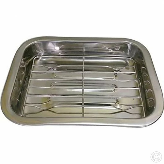 Stainless Steel Roasting Lasagne Tray with Handles and Rack 35cm ST3238 A
