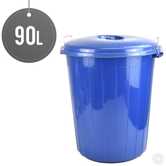 Plastic Double Lock Handle Bin With Lid 90 Litre Blue ST5117