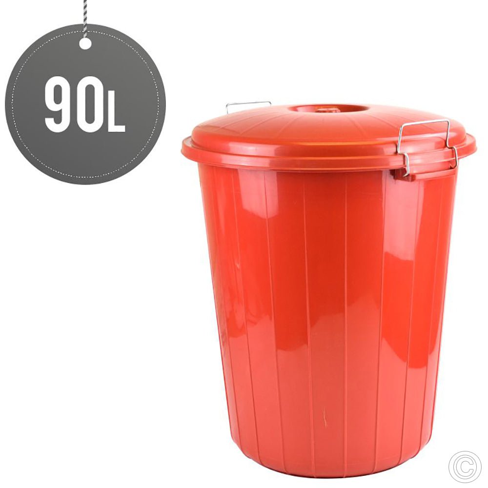 Plastic Double Lock Handle Bin With Lid 90 Litre Assorted Colours ST5117
