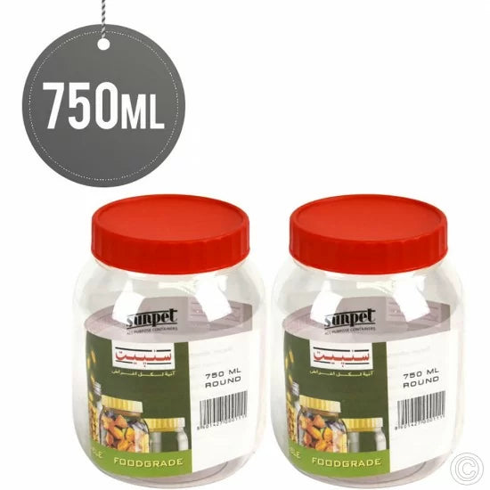 Plastic Kitchen Pet Food Storage Jar 750 Ml Pack Of 2