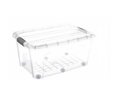 Clear Plastic Storage Bo x With 6 Wheels 75 Litre