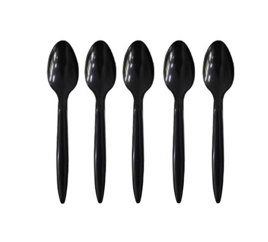 Reusable  Plastic Spoons Pack of 100 Black ST81546B
