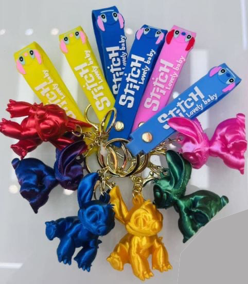 Stitch 3D Abstract Rainbow Style Keychain Keyring Pendant