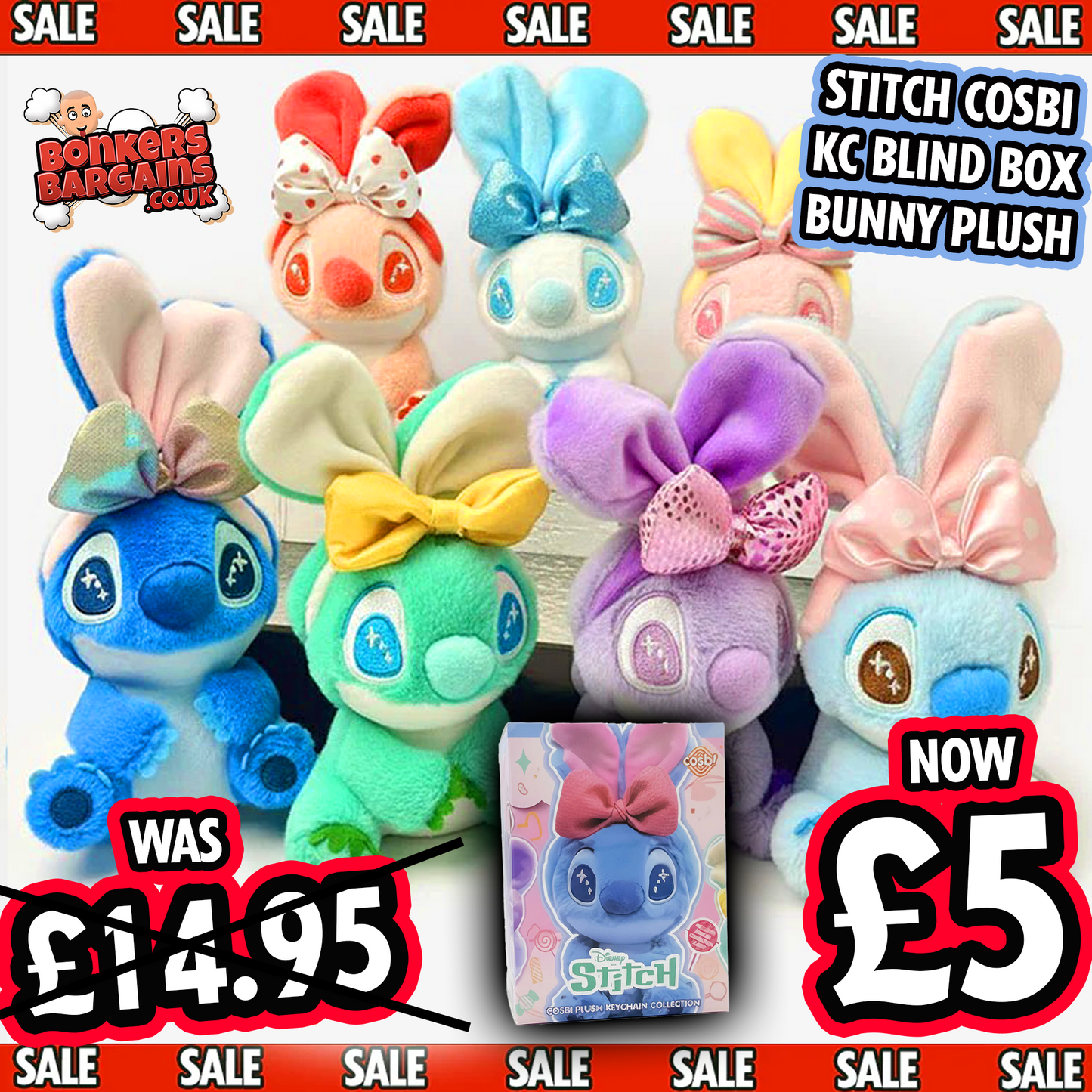 Stitch Candy Bunny Edition Cosbi Plush Keychain Toy – Single Blind Box