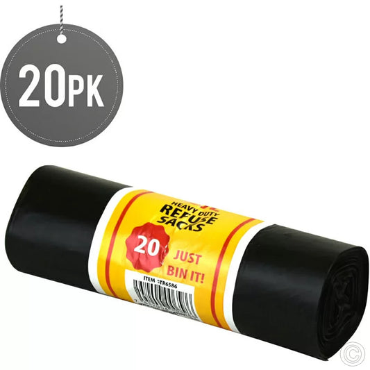 Heavy Duty Multipurpose Refuse Black Bags 20 Pack 70L