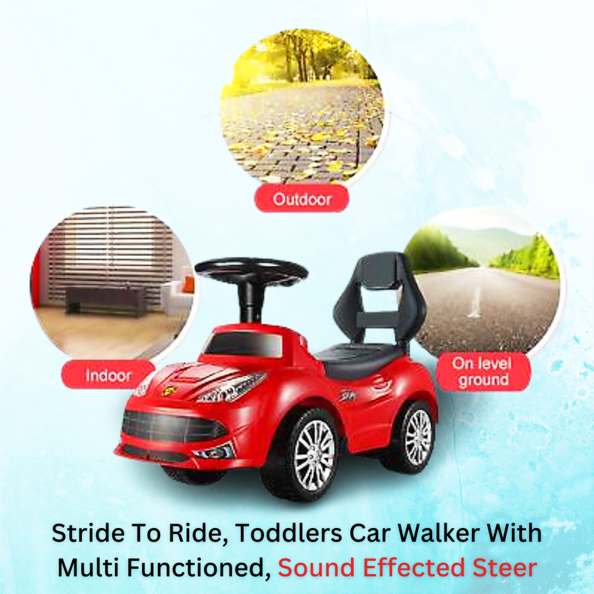 Ride On Walk on Car Stride to Ride Red With Sound Lights Bonkers Bargains