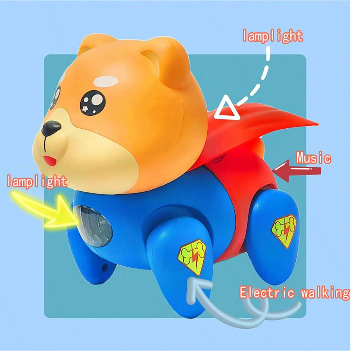 Superhero Walking Doggy Baby Toy with Sound and Lights