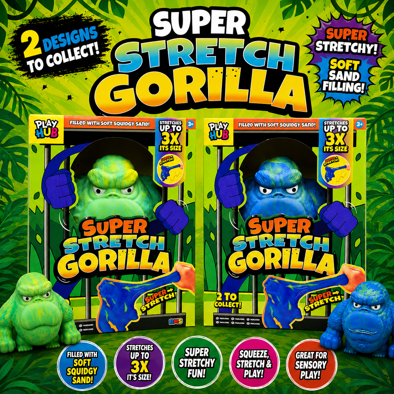 XL Super Stretch Gorilla Squishy Fidget Squish Sensory Toy - 2 Colours to Collect