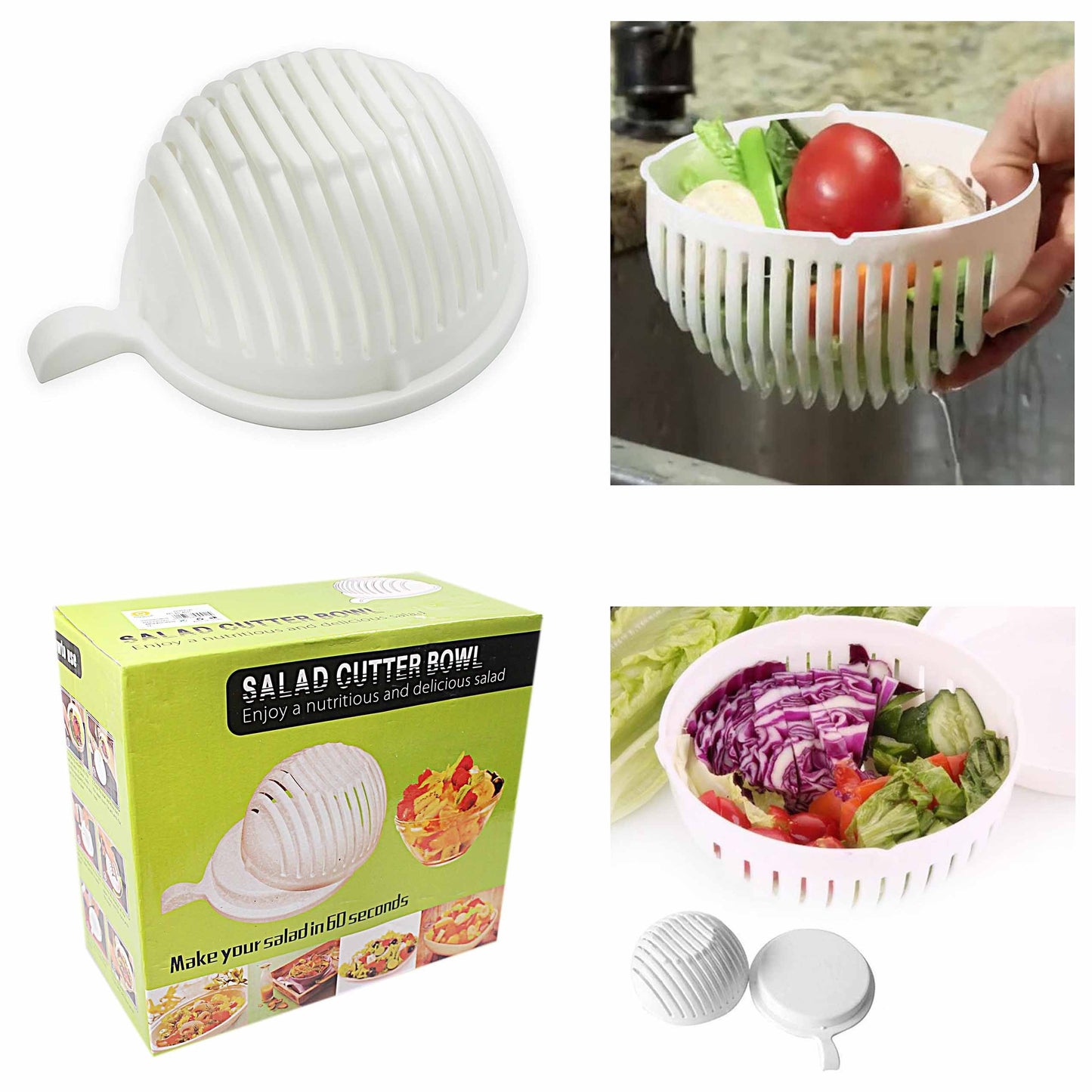No Hassle Salad Cutter Bowl Make Salad In 60 Seconds 4511
