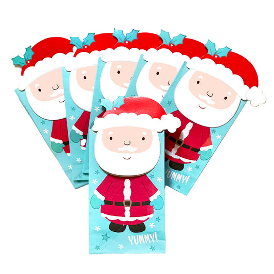 Cute Santa 3D Treat Bags x 6